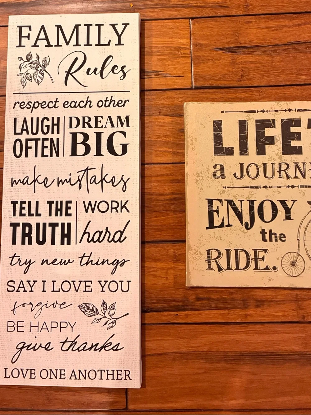 Family Rules Wall Sign - Black on Cream Typography